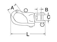 Dimensional Drawing for Jaw Swivel Snap Shackle