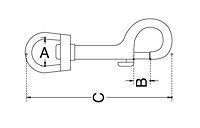 Dimensional Drawing for Swivel Eye Snap Hook (SS T316)