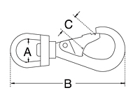 Dimensional Drawing for Swivel Eye Snap Hook