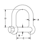 Dimensional Drawing for Screw Pin D Shackle (360S-B-06)