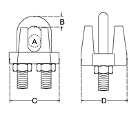 Dimensional Drawing for Heavy Duty Wire Rope Clip