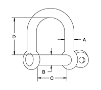 Dimensional Drawing for Screw Pin D Shackle
