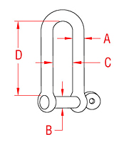 316 Stainless Steel Long D Shackles with Screw Pin - 2
