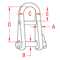316 and 17-4 PH Stainless Steel Halyard Shackles with Key Pin - 2