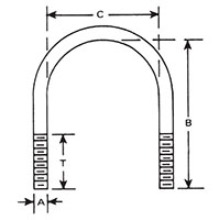 Round Bend Long Tangent U-Bolt with 4 Nuts - 2
