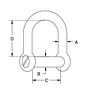 Dimensional Drawing for Flush Pin D Shackle