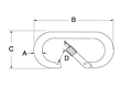 Dimensional Drawing for Oval Snap Hook with Screw Nut